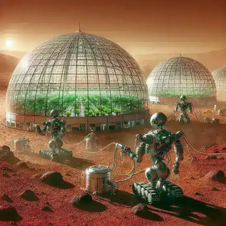 Robotics Using AI to Build Martian Greenhouse Domes for Food Sustainability